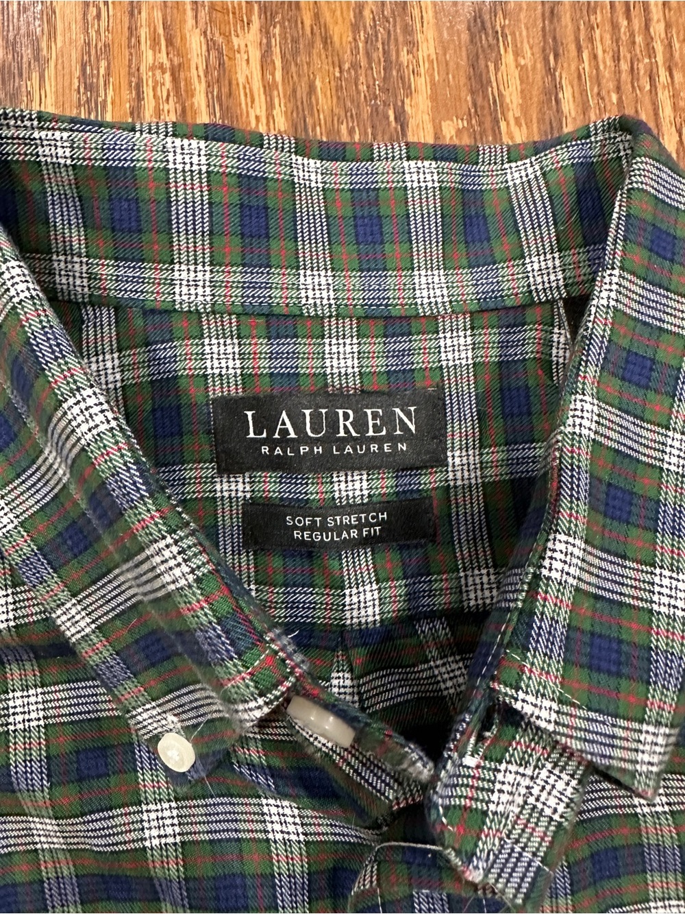 LAUREN Ralph Lauren Green Navy White Plaid Button-Down Shirt